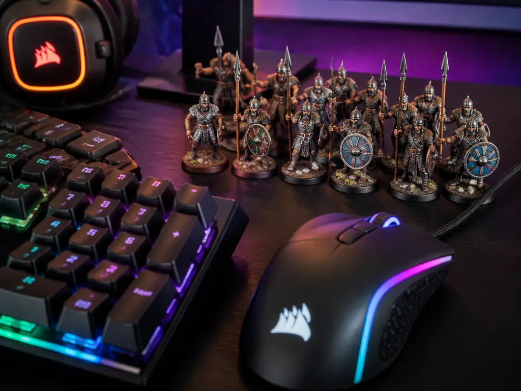 Une dizaine de lanciers vikings alignés sur un socle de jeu